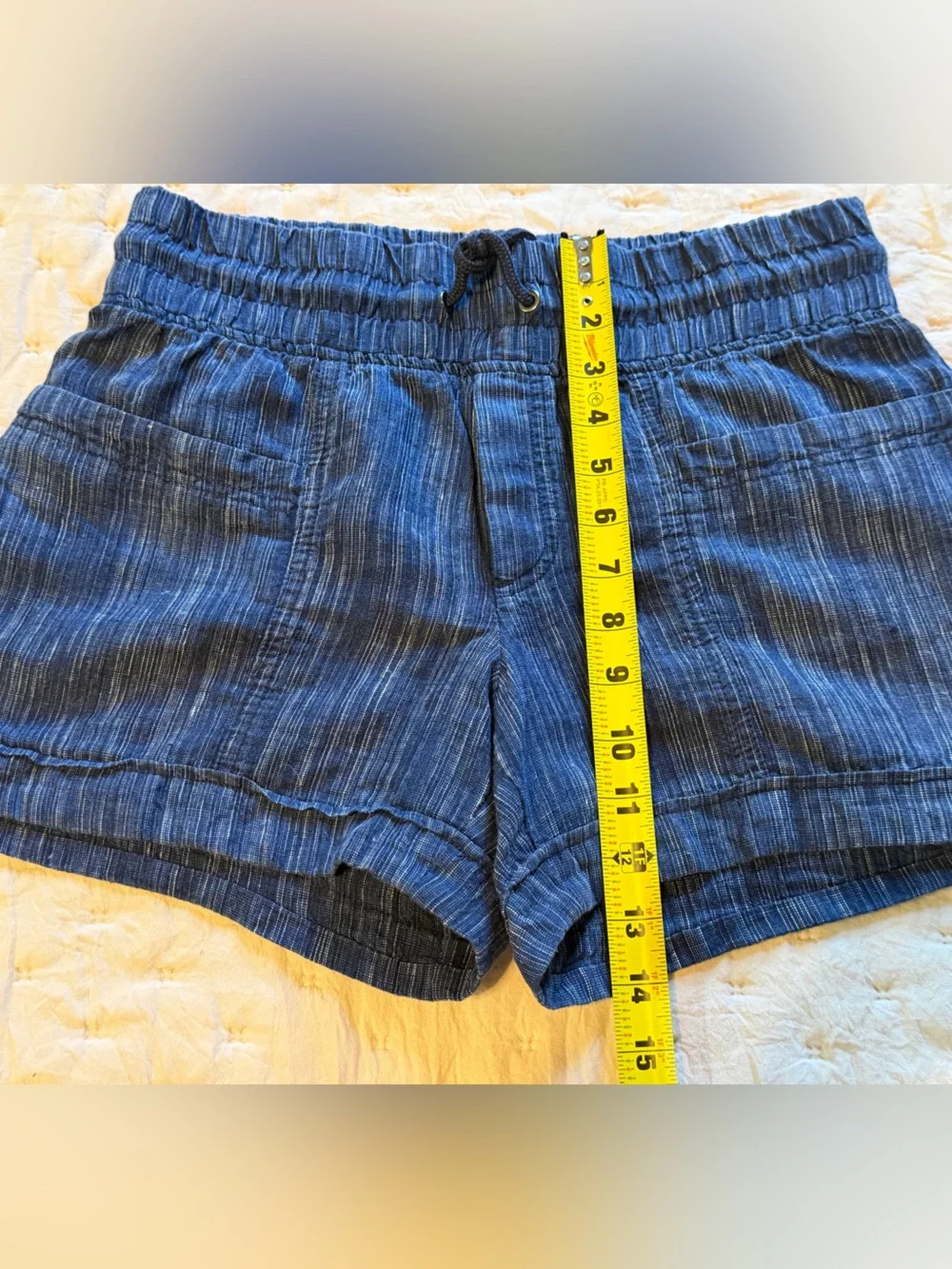 Athleta Cabo Linen Shorts (Blue, Size 4)